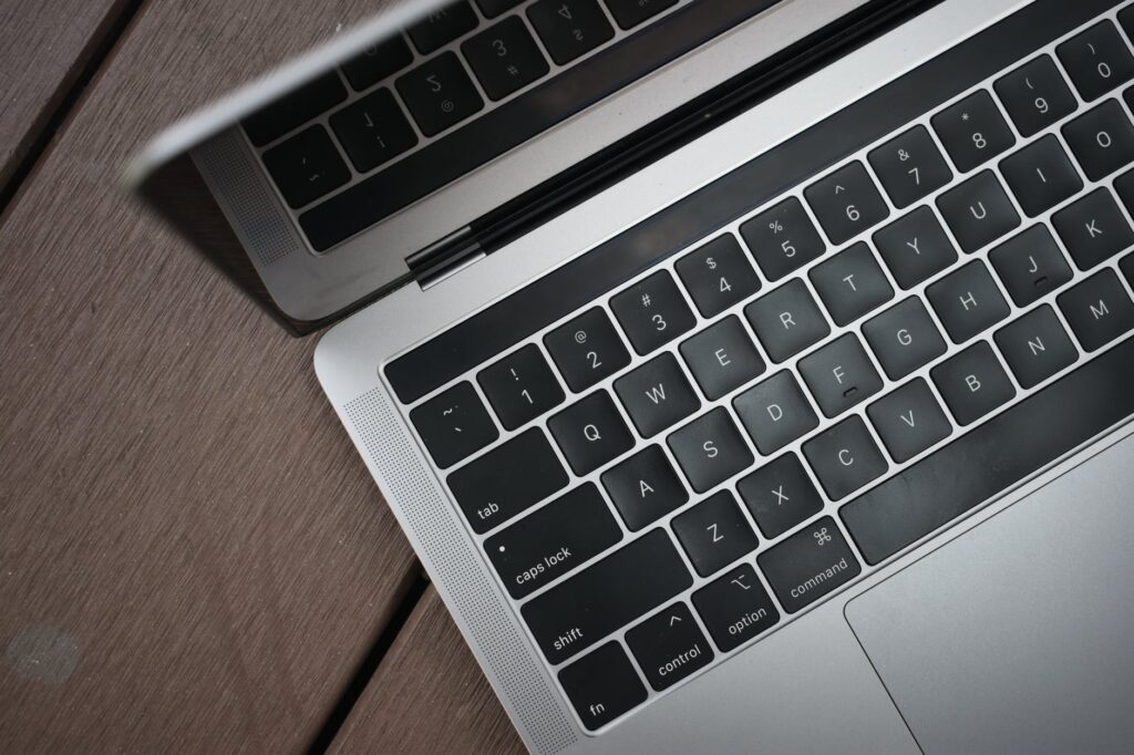 black and silver laptop computer